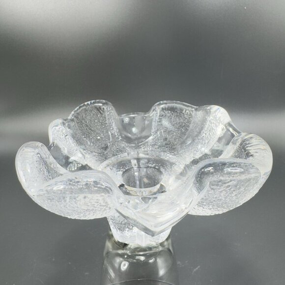 Orrefors Sweden Textured Scalloped Votive Candle Holder Clear Signed Glass VTG - Picture 1 of 15